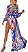 UGET Women's Colorful Floral Boho Beach Dress Split Long Cover Up Dress US 4-6 /Asia L