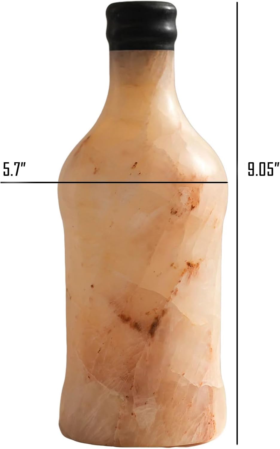 Sissi & yaya Cordless Marble Table Lamp - Rechargeable LED Desk Light with Adjustable Brightness, Natural Alabaster Stone Decor for Bedroom, Living Room, Office (Black Bottle Cap)