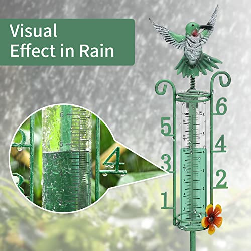 Apsoonsell Rain Gauge Outdoor - 7" Capacity Rain Gauges With Metal Stake, Green Rain Gauge Large Numbers Easy To Read For Garden Yard Lawn Decoration #TOP4