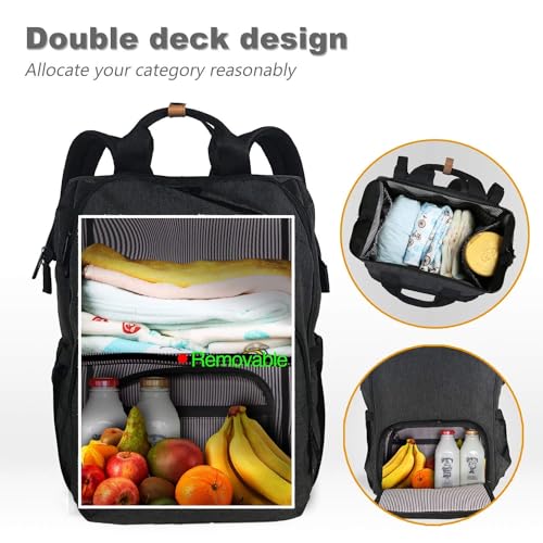 Hap Tim Baby Diaper Bag Backpack Large Capacity Double Compartment with Stroller Straps,Waterproof Nappy Bag Backpack for Newborn Mother/Father(AU7340-DG) - Image 5