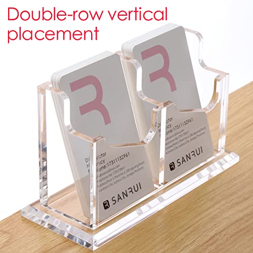SANRUI Vertical Business Card Holder for Desk，Clear Acrylic Business Card Display Stand，2 Slots 1 Tier ，Holds 100 Cards - Thumbnail 6