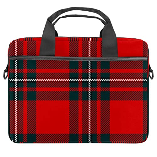 Sacoche ordinateur 13-14.5 pouces tartan Halloween | Housse PC portable noire et rouge