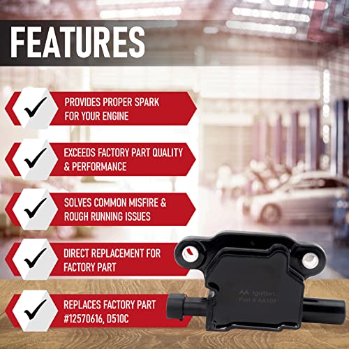 Ignition Coil Pack - Replaces 12570616, D510C - Compatible With Chevrolet, Gmc, Cadillac 5.3L, 6.0L V8 & More - G8, Grand Prix, H3, Tahoe, Yukon, Silverado, Impala, Envoy, Trailblazer #TOP1