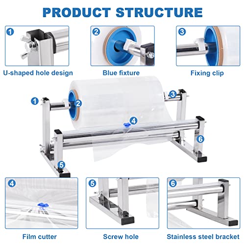 Stretch Film Wrapping Machine, 13.78" Stainless Steel Table Stretch Film Dispenser Packing Machine Manual Pallet Wrapper Tool #TOP1