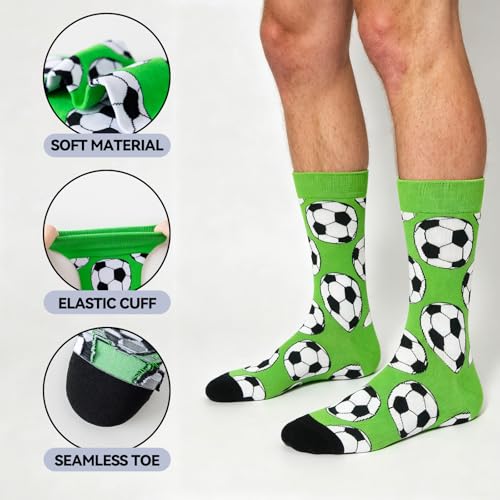 BONANGEL Dress Socks for Men Boys, Funny Novelty Crew Soccer Socks, Sports Gifts for Soccer Coaches‌ Fans Players — view 4