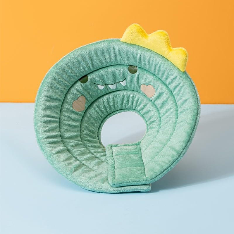 Image of MANON ROSA Cat Cone E-Collar: Soft After Surgery Elizabethan Collar Adjustable Cute Animal Design for Dogs Cats Puppies Kittens Rabbits Bunnies Prevents Licking (Dinosaur,M)