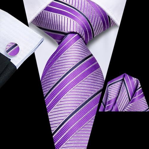 Image of Hi-Tie Men's Silk Ties Formal Woven Classic Necktie Pocket Square Cufflinks Lapel Pin Set Wedding Business