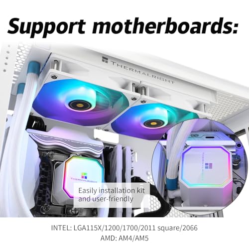 Image of Thermalrlght Frozen Prism 240 White ARGB AIO Water Cooler,Liquid CPU Cooler, 2x120mm PWM Fans Water Cooling System,1850RPM High Speed,Compatible with AMD /AM4 /AM5 & Intel LGA115X /1200 /1851 /1700