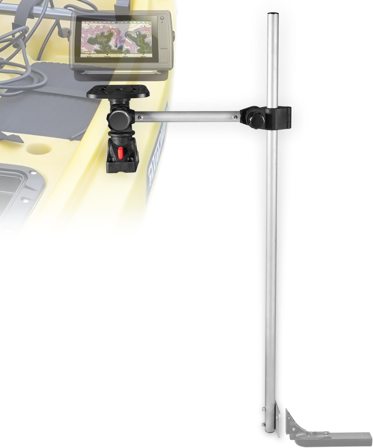 3006.8649 Portable Pole Style Fish Finder Bracket with Transducer Mount Arm, Universal Quick-Release Adjustable Post for Most Boat & Kayak, Fit for Garmin Lowrance Humminbird, etc