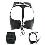 YILUQIFLY Women Leather Skirt Exposed Butt Skirt Patent Leather Butt Lifter Short Buttocks Sexy Lingerie...