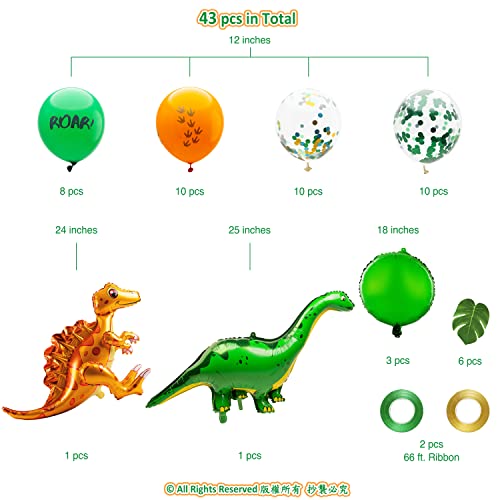49 Pcs Dinosaur Balloon Arch Dinosaur Party Decorations For Kids Dinosaur Birthday Party Stegosaurus Brontosaurus Walking Dinosaur Balloon Garland Party Decoration Common Part Supplies #TOP5