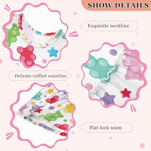 JUNZAN Colorful Gummy Bears Candies Jelly Sweets Toddler Girl Tank Dresses Swing Casual Sundresses Play Dresses 2T3