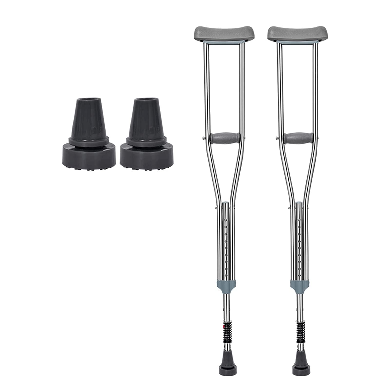 Stampelle da Passeggio Stampelle Ascellari Mediche per Tutti i Terreni per Camminare 2 Unità Stampelle Ascellari per Adulti Regolabili in Acciaio Inossidabile con Assorbimento degli Urti a Molla per