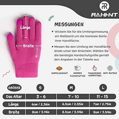 Image of Rahhint Kids Winter Gloves for Boys Girls Children Toddler Thermal Wool Knit Gloves with Insulated Fleece Lining Keep Hand Warm Gift