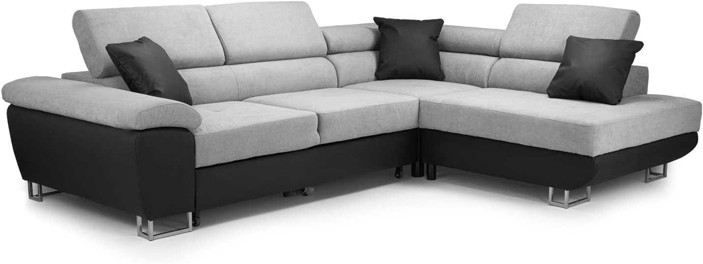 ANTON Sofa Bed with Storage Corner Sofa Double Sofa Bed Black