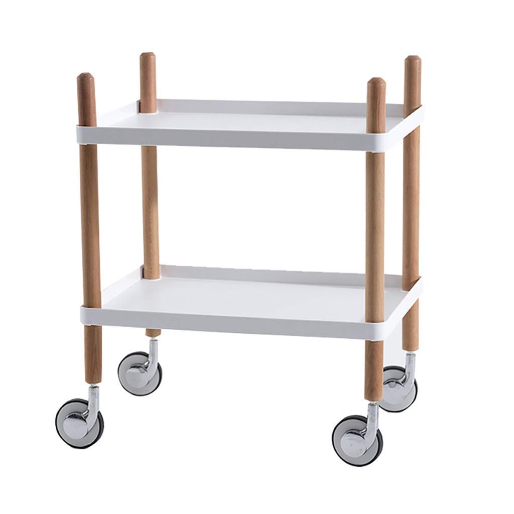 Carro de Servicio con Soporte de Madera, Bandeja de Polipropileno de 2 o 3 Niveles y Ruedas con Bloqueo. Ideal para cocinas, hoteles y restaurantes.