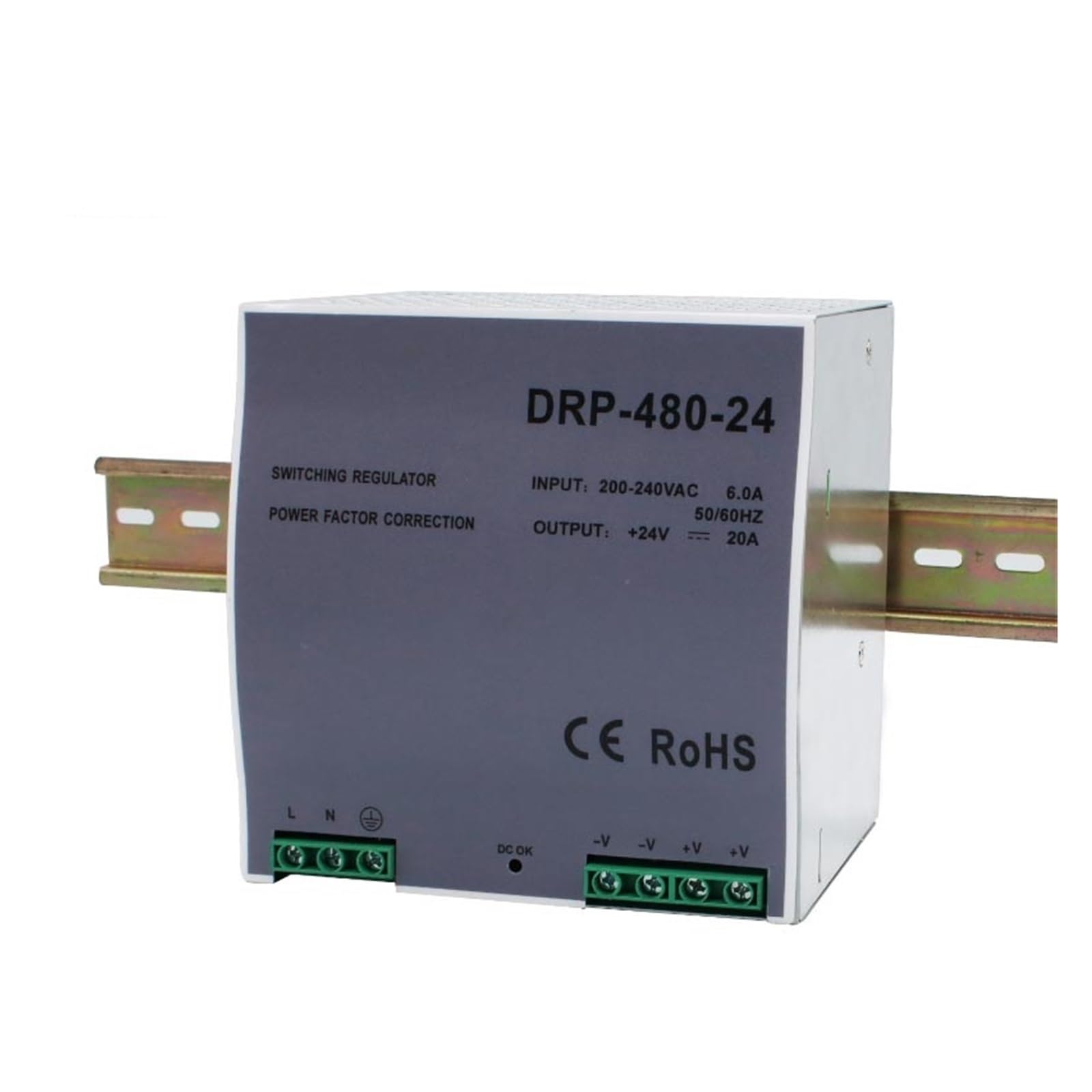Zasilacz impulsowy, 480W DC 12V 24V 36V 48V napięcie wyjściowe 10A 13.3A 20A 40A DRP-480 typ szynowy przełączający transformator zasilający(DRP-480-36V 13.3A)