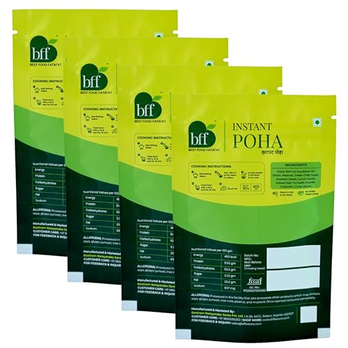 Image of Instant Poha - Pack of 4 (90g Each) | Ready to Eat Indian Breakfast Mix | Just Add Hot Water | No Added Preservatives | Portable Pack for Travel, Office, or Home | Simple & Easy Meal Solution