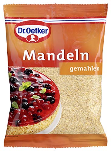 Dr. Oetker Mandeln gemahlen, 100 g, gemahlene süße Mandeln zum Einbacken und Dekorieren von Gebäck, Torten & Desserts, verzehrfertig, vegan