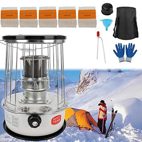 Estufas de Parafina para Interiores, Extintor automático y bandeja de cocción, sin electricidad, estufa radiante Calefacción móvil de interior, para camping Carpa calefacción cocina (Blanco)