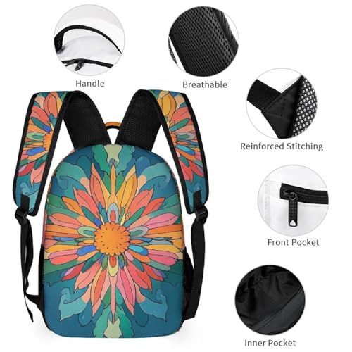 Vibrantly Colored Scottish Thistle Pattern Backpack Set Lightweight Daypack with Lunch Box Pencil Bags Bookbags 3 in 13