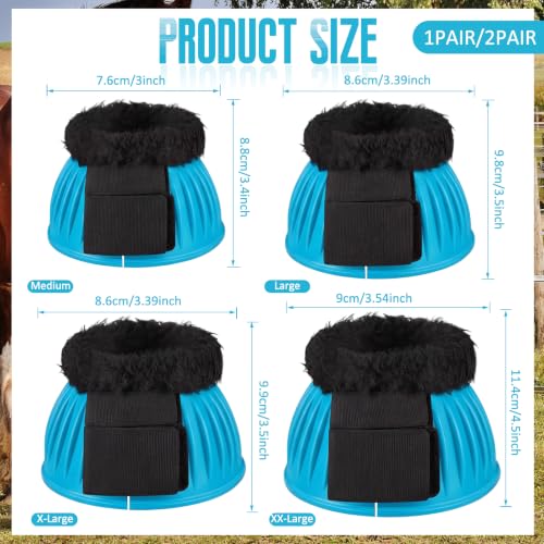 Image of Abbylike 1 Pair Fleece Horse Bell Boots Protect Against Hoof Impact Trauma, Rubber Bell Boots Horse Care for Turnout No Rub Design Comfort Quick Wrap Hook and Loop