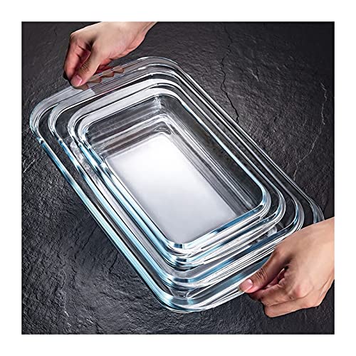 Bandeja para hornear antiadherente Plato de hornear de vidrio transparente for la bandeja de cristal del horno for cocinar un plato de cazuela oblongo for hornear rectangular for hornear cena de vidri