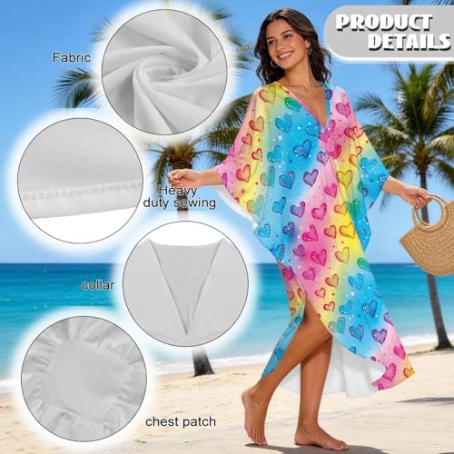 Caftán de playa talla grande para mujer con elegante cuello en V 6
