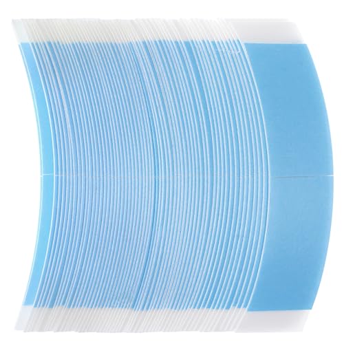 Larrel 60 Stück Perücken Klebeband, Blau Wig Glue Tape Doppelseitiges Klebeband für Perücken Extra Stark Unsichtbar Wasserdicht Perückenband zum Fixieren von Spitzenperücken (7,5 x 3 cm)