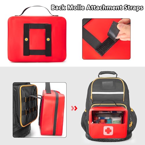 Image of Marscamd Waterproof Empty First Aid Bag with a Detachable Panel, Small Medical Bag with Molle System, Red (Bag Only)