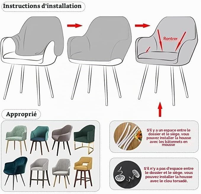 Housse De Chaises Salle À Manger 6 Pieces Couverture De Chaise Scandinaves des Accoudoirs Jacquard Housse De Fauteuil Salon Extensible Lavable pour Cuisine Décor De Restaurant