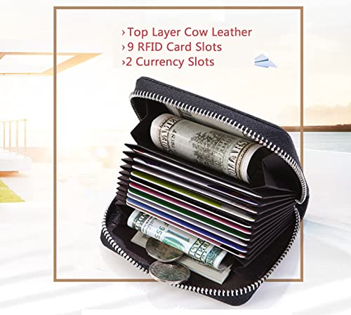 Small Rfid Blocking Full-grain Leather Wallet, Zipper Credit Card Holders, ID Case Organizer Purse (Pink/Embossed crocodile)4