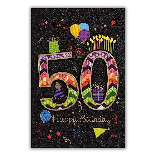 bsb 50. Geburtstagskarte Frau & Mann - Karte Geburtstag in 11,5 x 17,0 cm - Glückwunschkarte Geburtstag mit Party-Motiv - 50. Geburtstag-Karte mit Umschlag - Geburtstagskarten bsb 50. Geburtstagskarte Frau & Mann - Karte Geburtstag in 11,5 x 17,0 cm - Glückwunschkarte Geburtstag mit Party-Motiv - 50. Geburtstag-Karte mit Umschlag - Geburtstagskarten