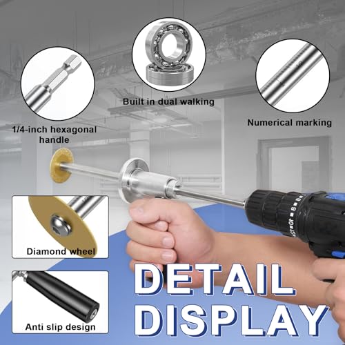 Image of Inside Pvc Pipe Cutter with Diamond Grit Cutting Wheel and Handle, Fit for 1-1 /2 Inch to 8 Inch PVC Pipe,7 Inch Adjustable Cutting Depth, 1 /4in Hex Shank Fit for Impact Drivers and Drills