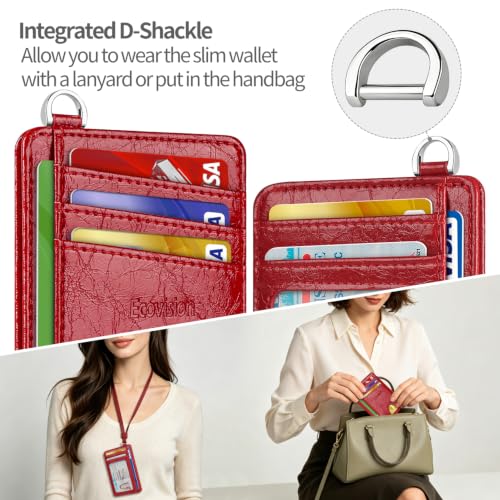 Image of Slim Minimalist Front Pocket Wallet, RFID Blocking Credit Card Holder Wallet with Integrated D-Shackle for Men Women