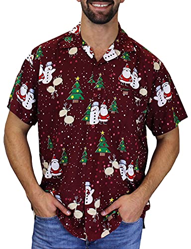 Photo de King Kameha Funky Chemise Hawaienne, Noël, Christmas Buddies, Rouge, XXL