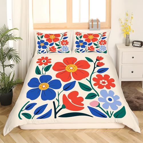 Housse de couette 200x200 fleurs fermeture éclair lit sans plis - 3