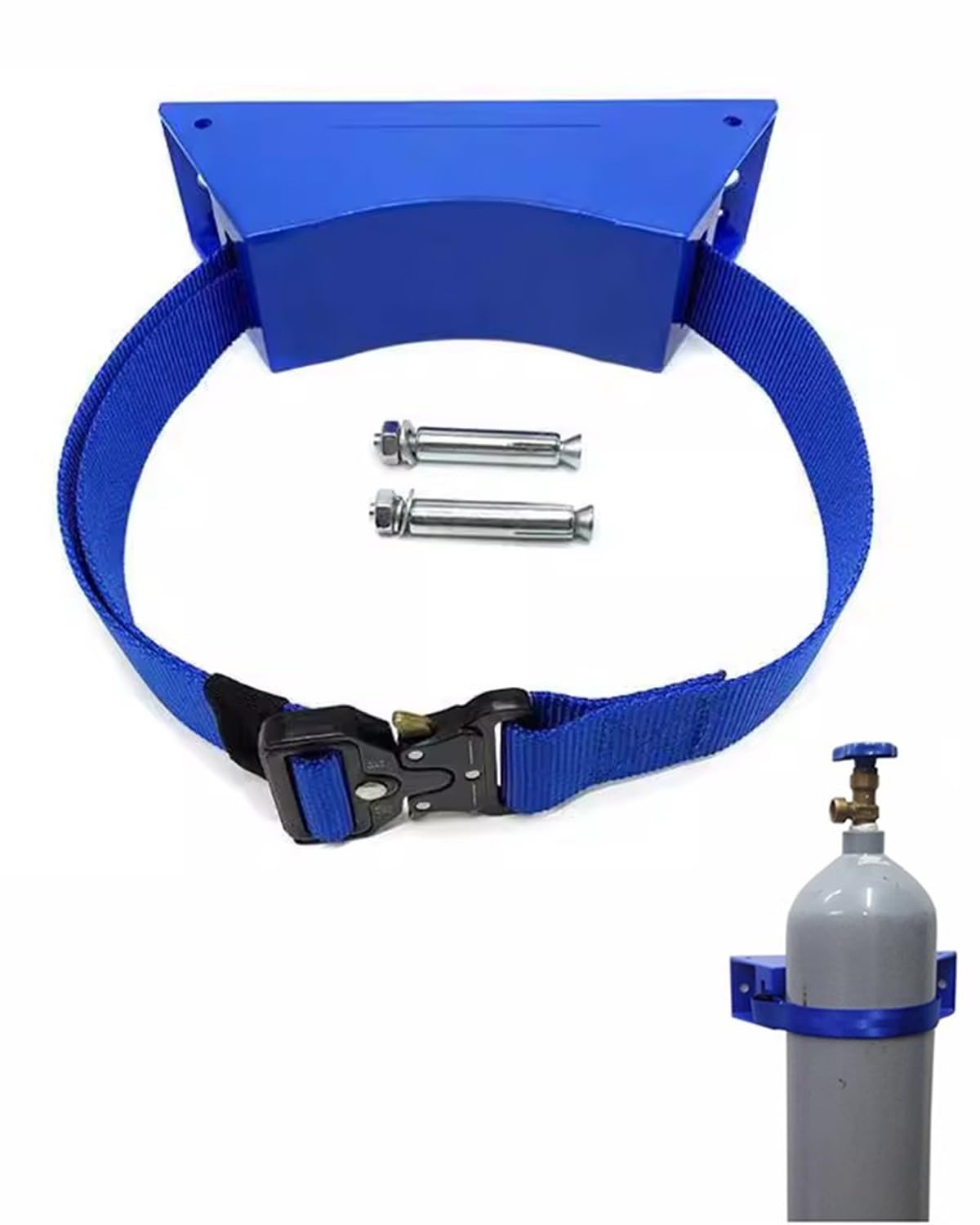 Genérico Soporte de Pared Ajustable para Tanques de oxígeno con Cadena de Seguridad, Estante para Almacenamiento de Cilindros médicos con Tornillos de expansión, Soporte de fijación para Tanques de C