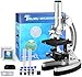 Produktbild TELMU Mikroskop für Studenten, Verbundmikroskop mit Metallarm, 300X-600X-1200X, Basis und praktischer Aufbewahrungsbox, 70-teilig und Zubehör-Set