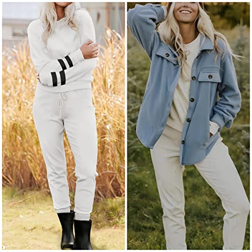Image of Ekouaer Sweatsuits Womens Loungewear Set Tracksuit Long Sleeve Pajamas Set with Pockets 2 Piece Outfits Lounge Sets