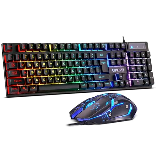 CHONCHOW Gaming Keyboard and Mouse Combo, USB Wired RGB...