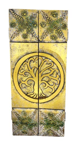 SusggO Colgador Llaves Pared Cuelga Llaves Pared Madera Colgador de Llaves Entrada Armario Llaves. Artesania Decoracion Hogar Decoracion Pared (ARBOL DE LA Vida Caja Dorada BL)