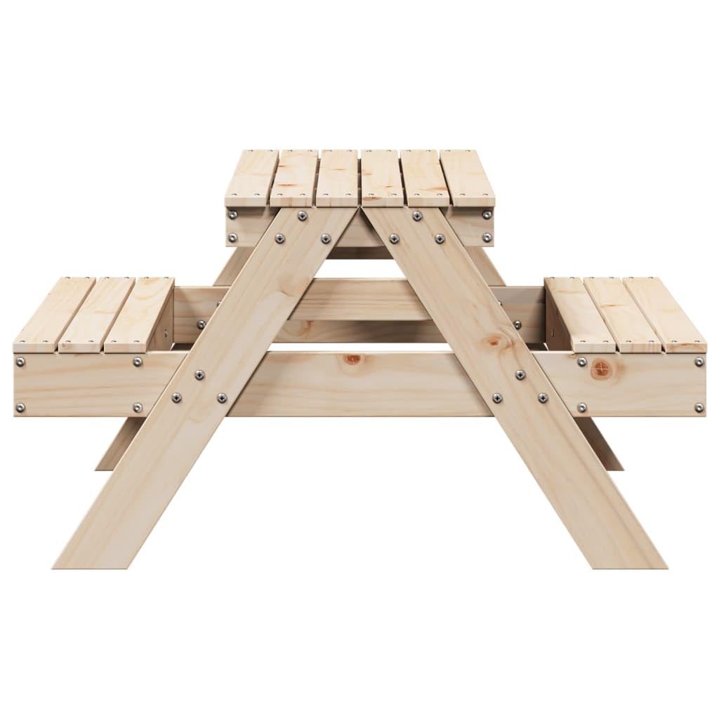 Tavolo da picnic per bambini in legno di pino massiccio, 88 x 97 x 52 cm, resistente alle intemperie e robusto, ideale come tavolo da giardino, tavolo da terrazza, tavolo da balcone per