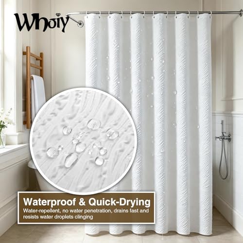 Rideau de douche extra large 300x200 imperméable en tissu blanc lourd