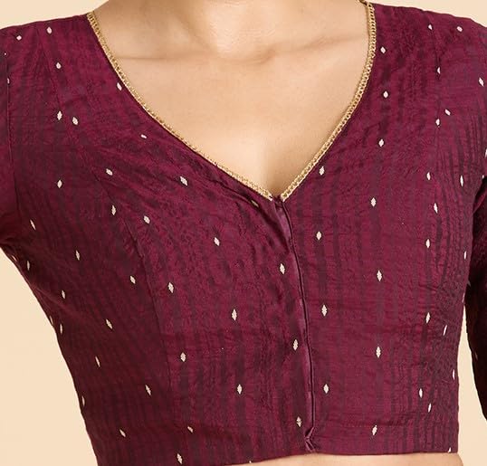 Image of Studio Shringaar Women's Handloom Cotton Silk Readymade Saree Blouse