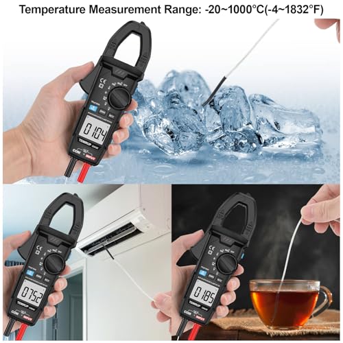 Image of Digital Clamp Meter Multimeter TRMS 6000 Counts 600A Auto-ranging Amp Meter with Flashlight Backlight, Measures NCV, AC /DC Voltage Current, Continuity Capacitance Diode Resistance, Temperature
