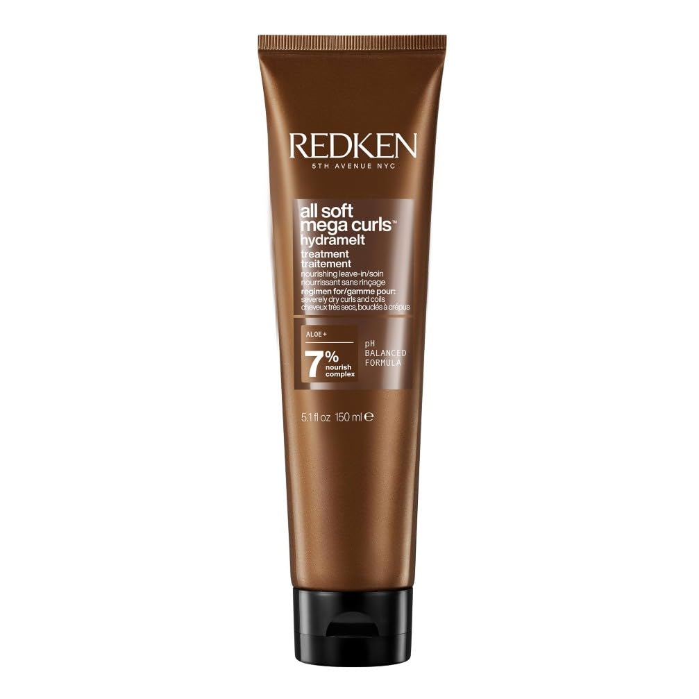 REDKEN - Soin Nourrissant & Hydratant Sans Rinçage - Définit Les Boucles 72h - Vegan & Sans Sulfates - Aloe Vera - Cheveux Très Secs, Bouclés À Crépus - All Soft Mega Curls - Hydramelt - 150 ml