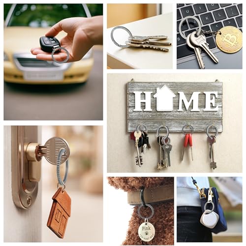Image of MoHern Titanium Key Rings, 3 Pack Heavy Duty, Large Key Ring for Dog Tag, Side Pushing Quick Release, Durable Round Key Ring