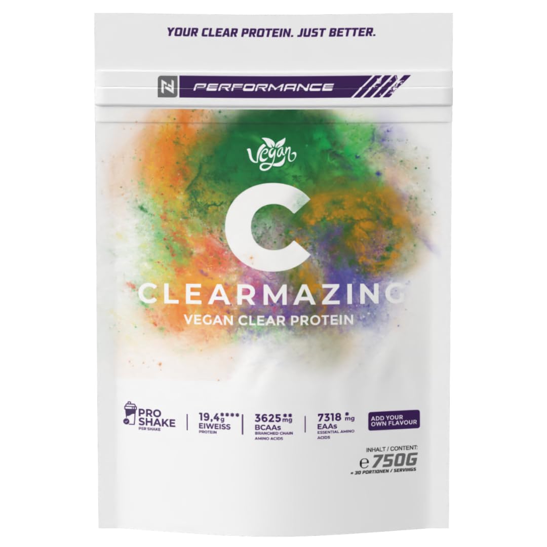 CLEARMAZING Neutrales Clear Protein Vegan Isolate 750g | ohne Aroma & Süßungsmittel | Clear Whey Alternative aus hochwertigem Erbsenproteinhydrolisat - 77% Protein | NF24