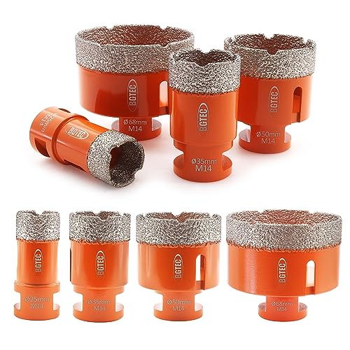 BGTEC Diamant Fliesenbohrer - 4 stücke 25/35/50/68MM Diamantbohrer Lochsäge mit M14 Gewinde für Fliesen Porzellan Keramik Marmor Granit, für Winkelschleifer